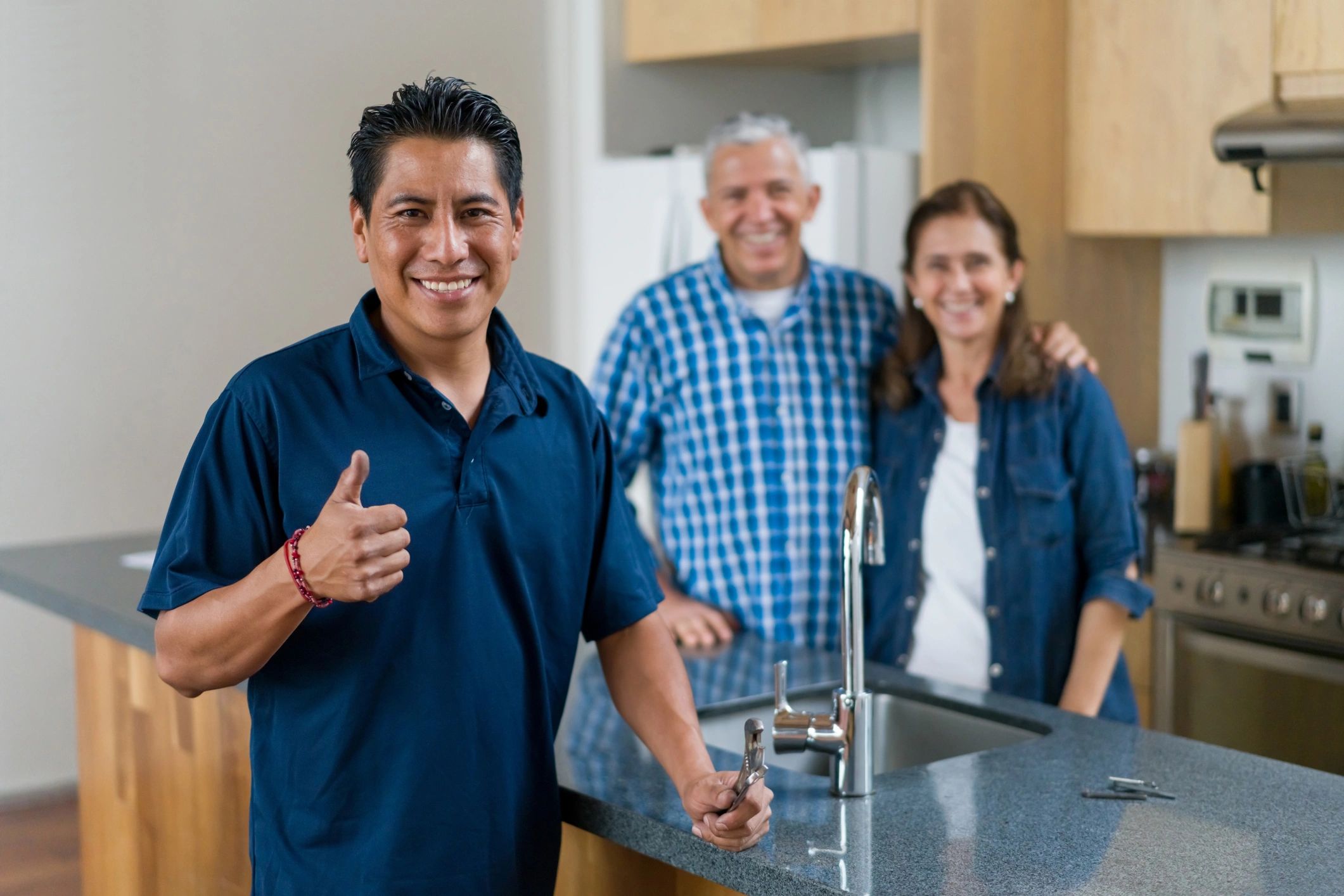 Satisfied customer with plumbing service